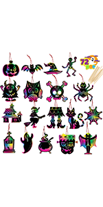 72 Pcs Scratch Ornaments in 18 Designs