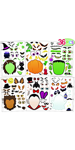 36 PCS Characters Make a Face Stickers, 36 Pcs