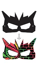 VHALE 24 Sets Rainbow Scratch Paper Art Superhero Masks