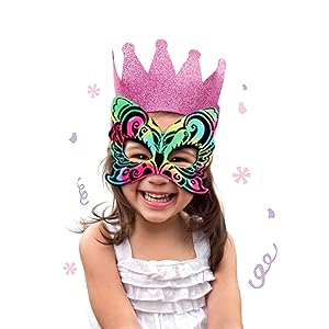 VHALE 24 Set Rainbow Scratch Art Superhero Mask Kid Dress Up Costume Party Favor