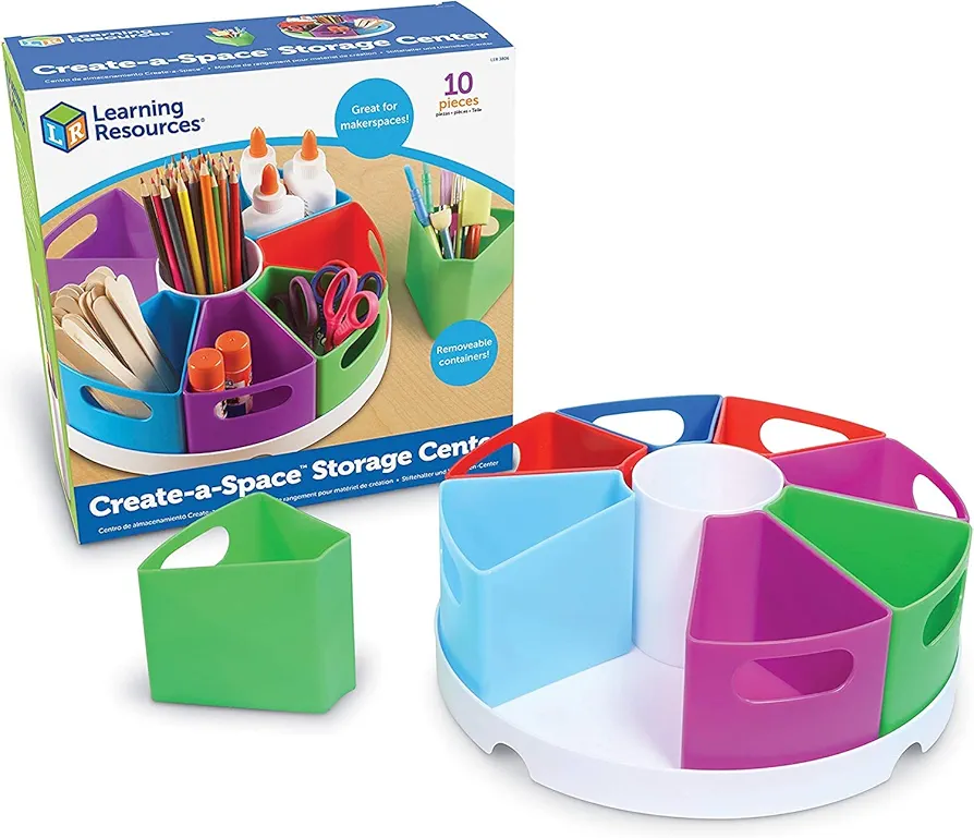 Learning Resources Create a Space Storage Center - 10 Piece set Art/Desk Organizer for Kids, Crayon/Homeschool Organizers and Storage