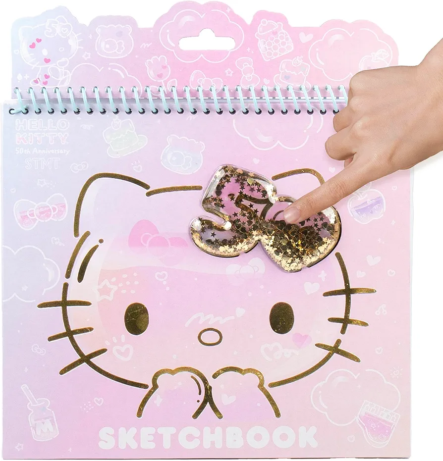 Hello Kitty 50th Anniversary Sketchbook by STMT, Includes Kawaii Hello Kitty Notebook With 20 Coloring Pages & Prompts, 100 Hello Kitty Stickers, Cute School Supplies, Sanrio Stationery