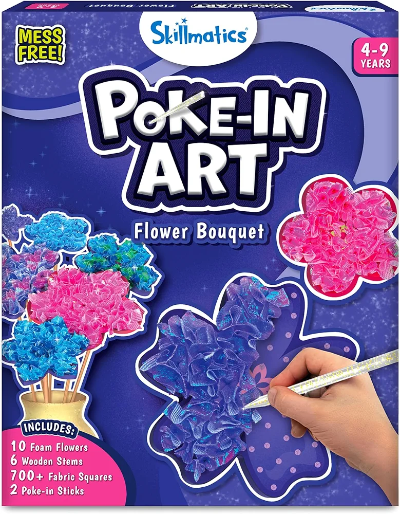 Skillmatics Art & Craft Activity - Poke-in Art Flower Bouquet, Mess-Free Sewing Art for Kids, Craft Kits, DIY Activity, Gifts for Girls & Boys Ages 4, 5, 6, 7, 8, 9