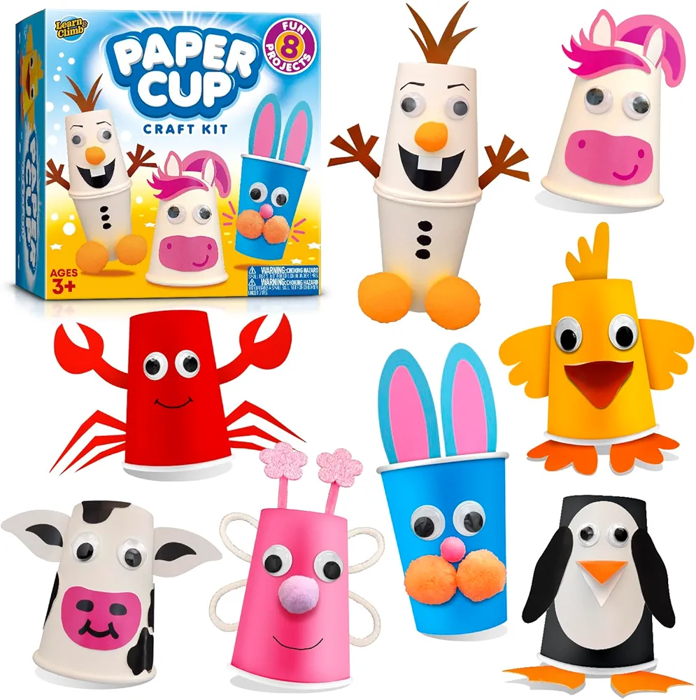 Arts and Crafts Kit for Kids Ages 3, 4, 5, 6 – Craft 8 Cute Animal Projects – Gift Crafts Set for Girls & Boys Ages 3-8