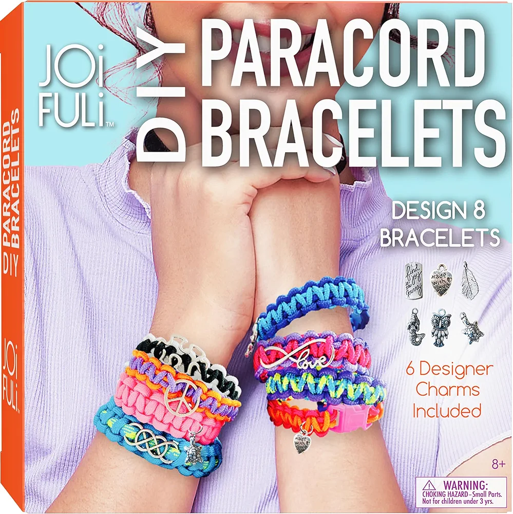 JOiFULi Make Your Own Paracord Friendship Bracelets with Charms Kit - Arts and Crafts Gifts for Girls Ages 8 9 10 11 12 Years Old and Teens