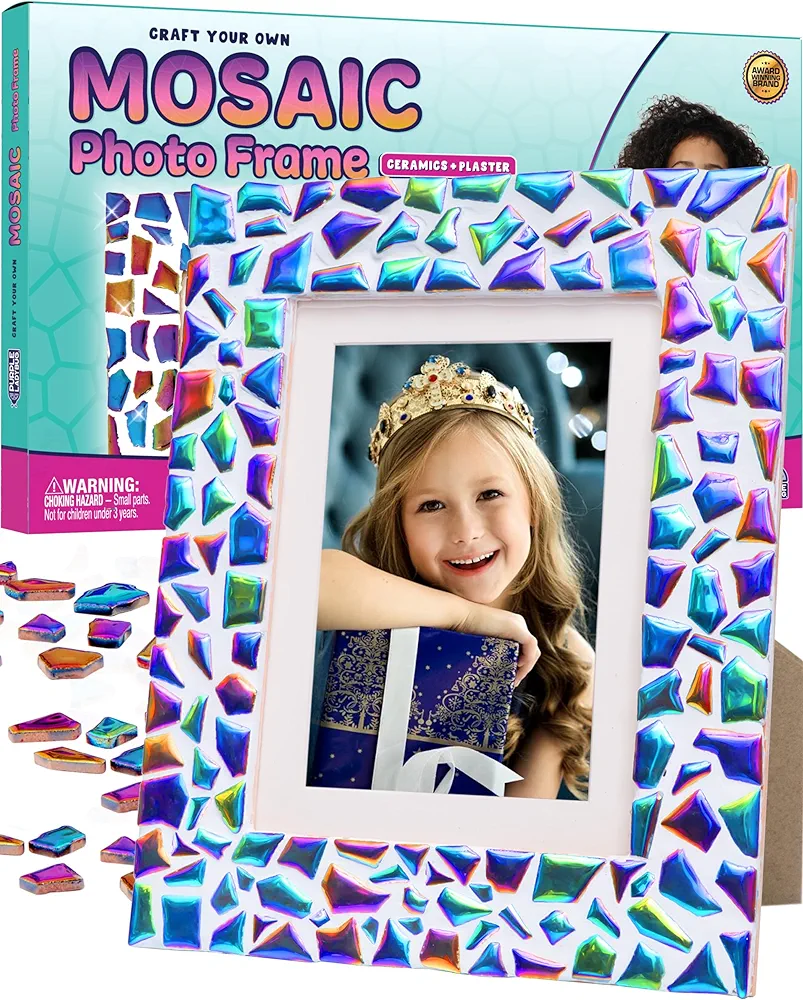 DIY Picture Frame Mosaic Kits for Kids - Fun Arts and Crafts for Kids Ages 8-12 & 10 Year Old Girl Gift Ideas - Birthday Gifts for 8 Year Old Girls & Girls Crafts Age 10-12