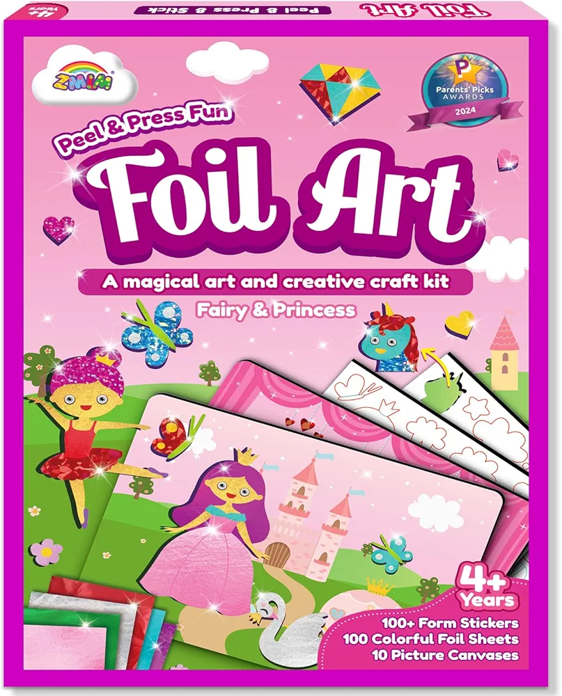 ZMLM Foil Art Kit for Kids: Foil Art Crafts Princess Unicorn Gift for 4 5 6 7 8 9 Year Old Girls Mess Free Art and Craft Supplies for Kids Activity Kits Travel Toys Christmas Birthday Easter Gifts