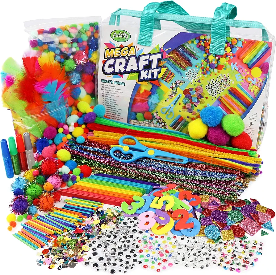 Mega Arts and Crafts Supplies Kit for kids - Boys and Girls age 4 5 6 7 8 years old - Toddler Art Set Activity Materials Bag - Great for Preschool, kindergarten, and Homeschool DIY Crafting Projects