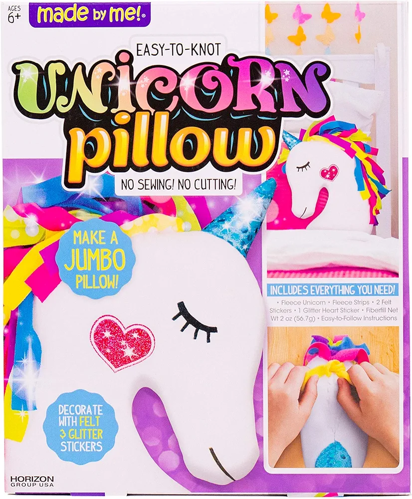 Made By Me Make Your Own Unicorn Pillow, Unicorn Shaped DIY Decorative Pillow, New-Sew Unicorn Pillow, Great for Beginner Crafters, Unicorn Gifts for Kids Ages 6, 7, 8, 9