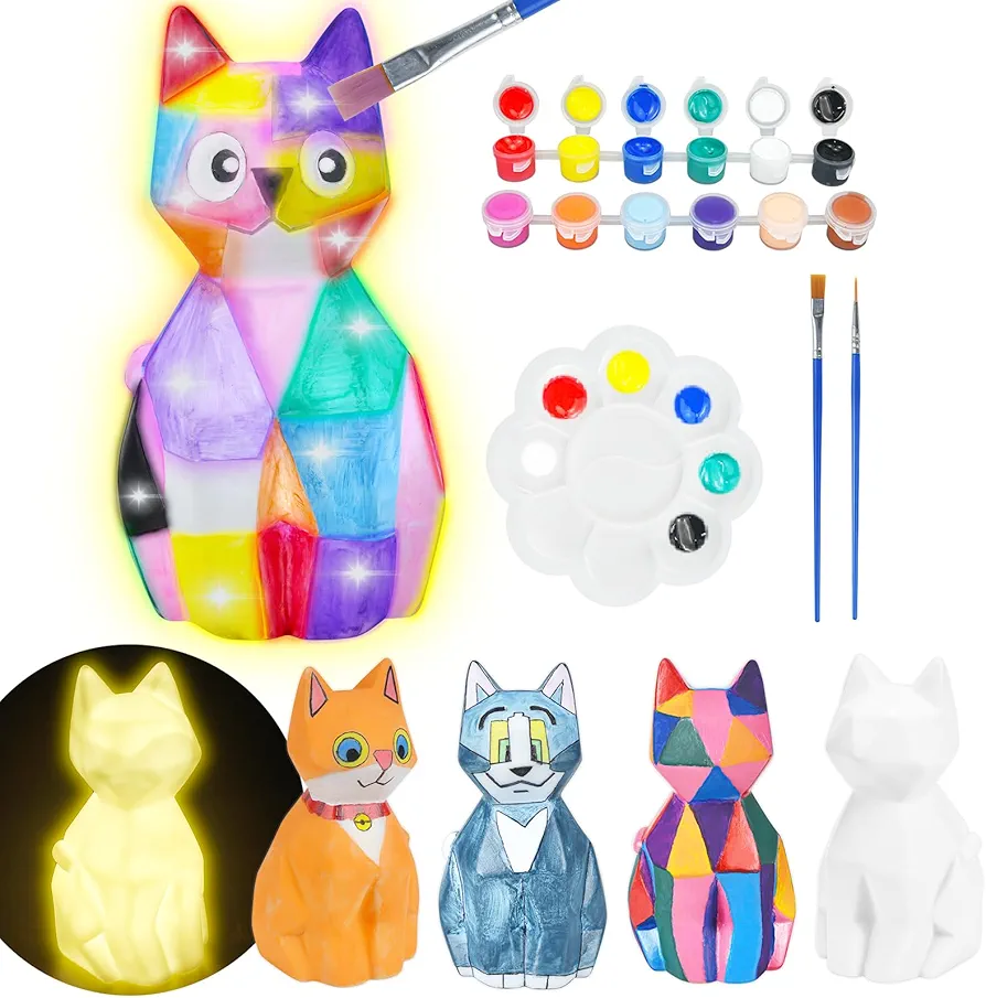 LTZFGZ DIY Cat Lamp Kit, Arts and Crafts for Kids Ages 6-12, Crafts Kit for Girls Ages 8-12, Painting kit for Kids 6-12, Kids Toys Birthday Gift for 6 7 8 9 10 11 12 Years Old Boys Girls