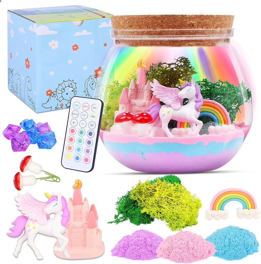 Unicorn Gifts for Girls 4-10 Years Old, Unicorn Crafts Kit for Kids, Light Up Unicorn Decoration with Remote Control - Arts and Crafts for Kids, Birthday Gifts Toys for Girls Age 4 5 6 7 8 9 10