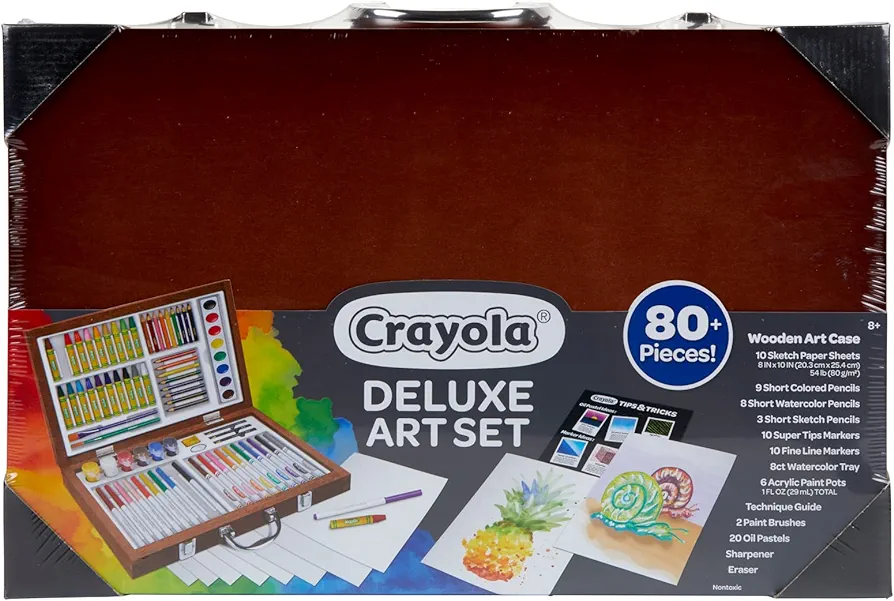 Crayola Wooden Art Set, 80+ Pcs, Arts and Crafts for Kids 8+, Artists Gifts