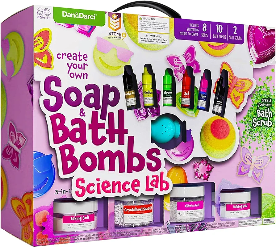 Soap & Bath Bomb Making Kit for Kids, 3-in-1 Spa Science Kit, Easter Craft Gifts For Girls & Boys Age 6 7 8 9 10-12 Year Old Girl Crafts Kits : DIY Experiment Toys, Craft Gift For Kids Ages 6-12