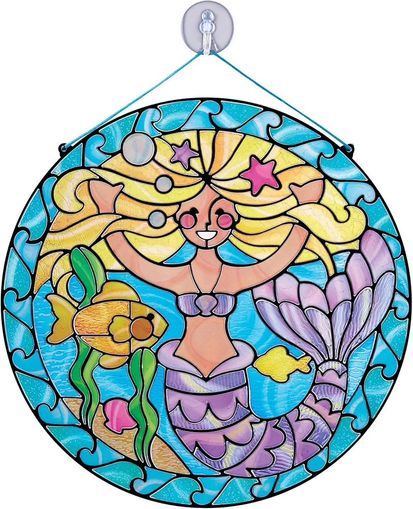 Melissa & Doug Stained Glass Made Easy Activity Kit: Mermaids - 140+ Stickers - Kids Sticker Stained Glass Craft Kit; Mermaid Crafts For Kids Ages 5+