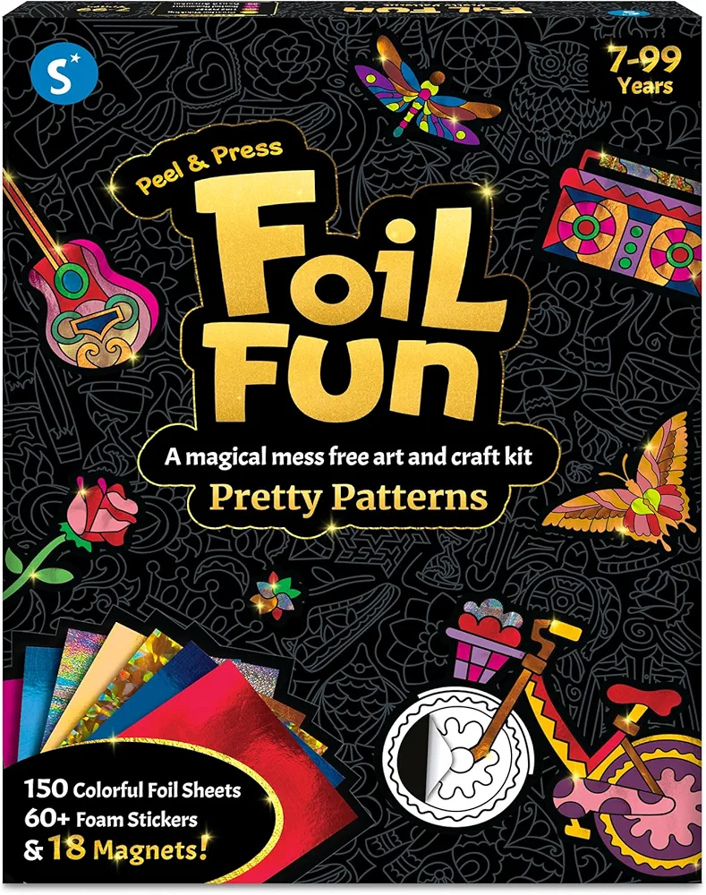 Skillmatics Art & Craft Activity - Foil Fun Pretty Patterns, Mess Free Art, Craft Kits, Magnets & Supplies, DIY Creative Activity, Gifts for Girls & Boys Ages 7, 8, 9, and Up