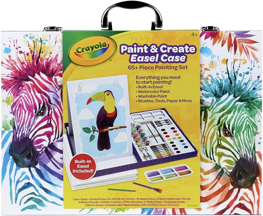 Crayola Table Top Easel & Art Kit (65pcs), Kids Painting Set, Art Set for Kids, Arts & Crafts Kit, Gifts for Kids, Ages 4+