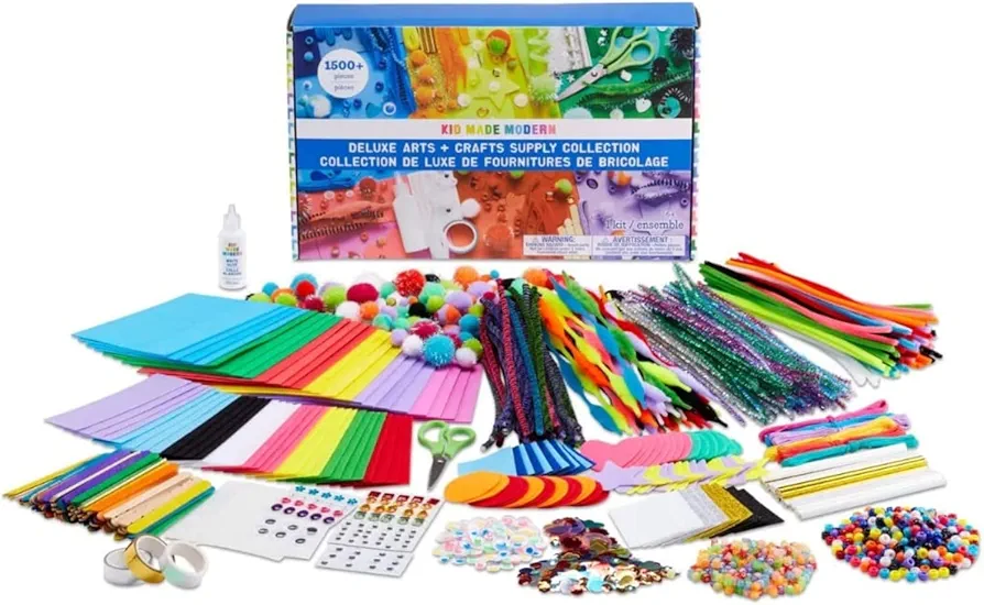 Kid Made Modern - Deluxe Arts and Crafts Supply Collection - 1500+ Piece - DIY Kids Crafts - Bulk Craft Set - Create Your Own Art - Includes Art Supplies & Reusable Storage Box - Ages 8+