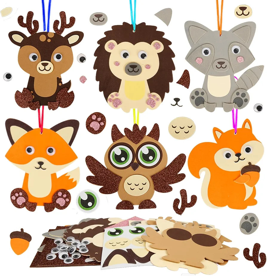 12 Pack Fall Craft Kit for Kids Make You Own Fall Animal Foam Stickers Fall Arts and Crafts DIY for Kids Boys Girls Party Supplies Thanksgiving Autumn Decoration