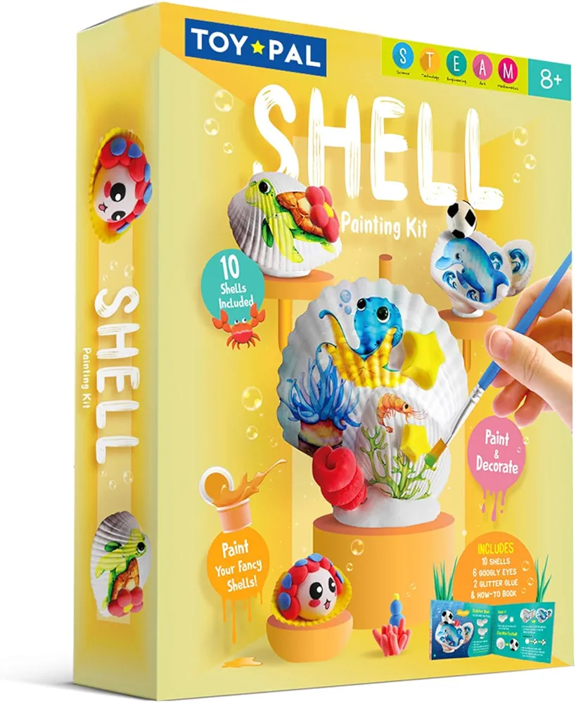 Toy Pal Sea Shell Painting Kit - Arts & Crafts for Kids Ages 8-12 Girls and Boys - Creative Activity Art & Kraft Birthday Christmas Gift for Age 6, 7, 8, 9, 10, 11 & 12 Year Old (Model No. HD812)