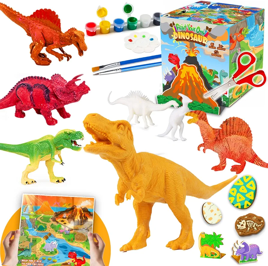 FUNZBO Dinosaur Toys for Kids 3-5, Painting Kits for Kids Ages 4-8 with Art Supplies, Arts and Crafts for Kids, Painting Set Toys for 6 7 8 9 10 11 12 Years Old Toddlers Boys Christmas Birthday Gifts