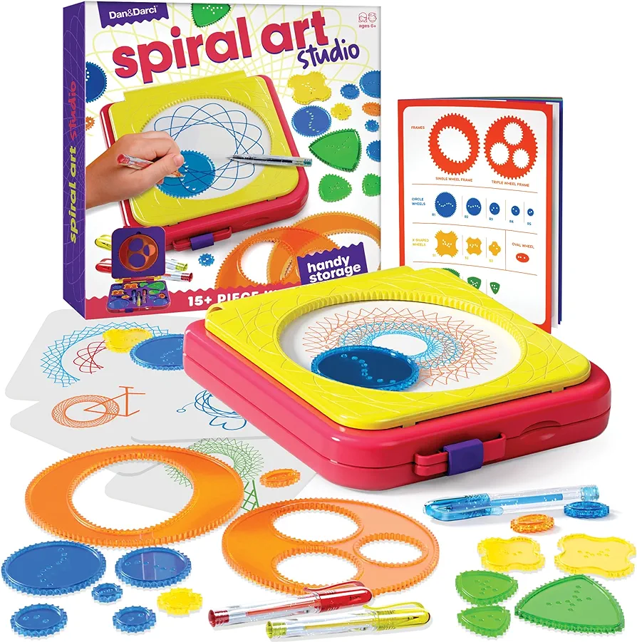 Dan&Darci Spiral Art Kit for Kids - Craft Set for Girls & Boys Ages 6-12 - Gifts for 6, 7, 8. 9, 10 Year Old Girl, Boy - Toys and Crafts Kits Gift - Arts Birthday Retro Vintage Ideas Drawing