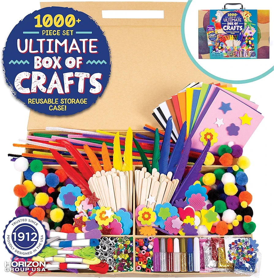 Made By Me Ultimate Craft Box, Art & Craft Activities 1000 Piece Set, Storage Case, Great for Preschool Arts & Crafts, Adult & Group Projects, Craft Box for Kids Girls & Boys