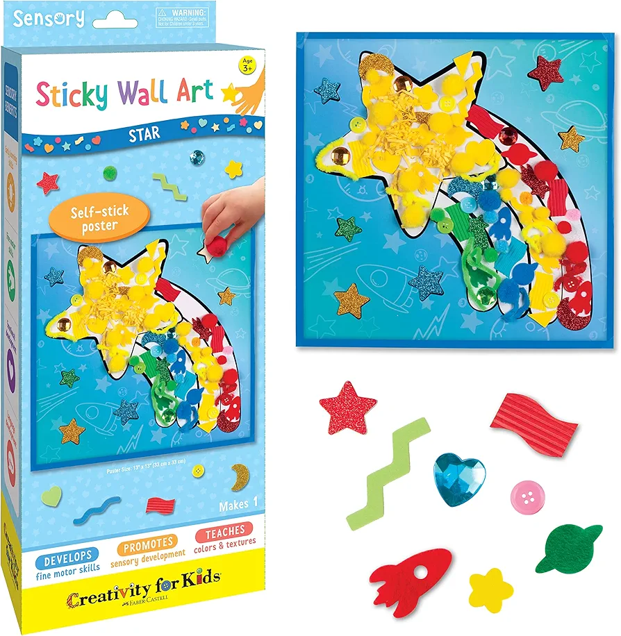 Creativity for Kids Sticky Wall Art: Star - Toddler Learning Toys. Crafts for 3 Year Olds, Preschool Crafts