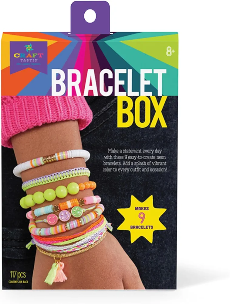 Craft-Tastic Neon Bracelet Making Kit - Premium Crafts and Jewelry Making Kit - Engaging Craft Activity Kits for Teen Girls - Perfect for Girls and Teenagers Ages 8, 9, 10, 11, 12, 13